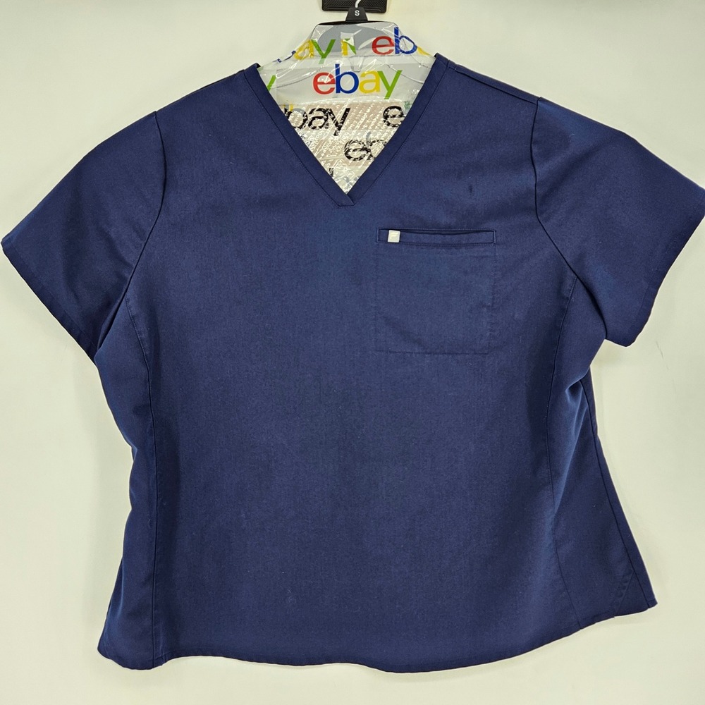 Fabletics Vital Scrub Top Womens 2X‎ Blue Short Sleeve Uniforms Healthcare